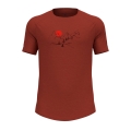 Odlo Hiking/Leisure Tshirt Crew Neck Ascent Performance Wool 130 with Landscape Print Red Men